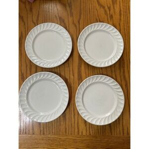 ITI China White Salad Dessert Plates Wave Rim Set of 4 Elegant Dining Restaurant